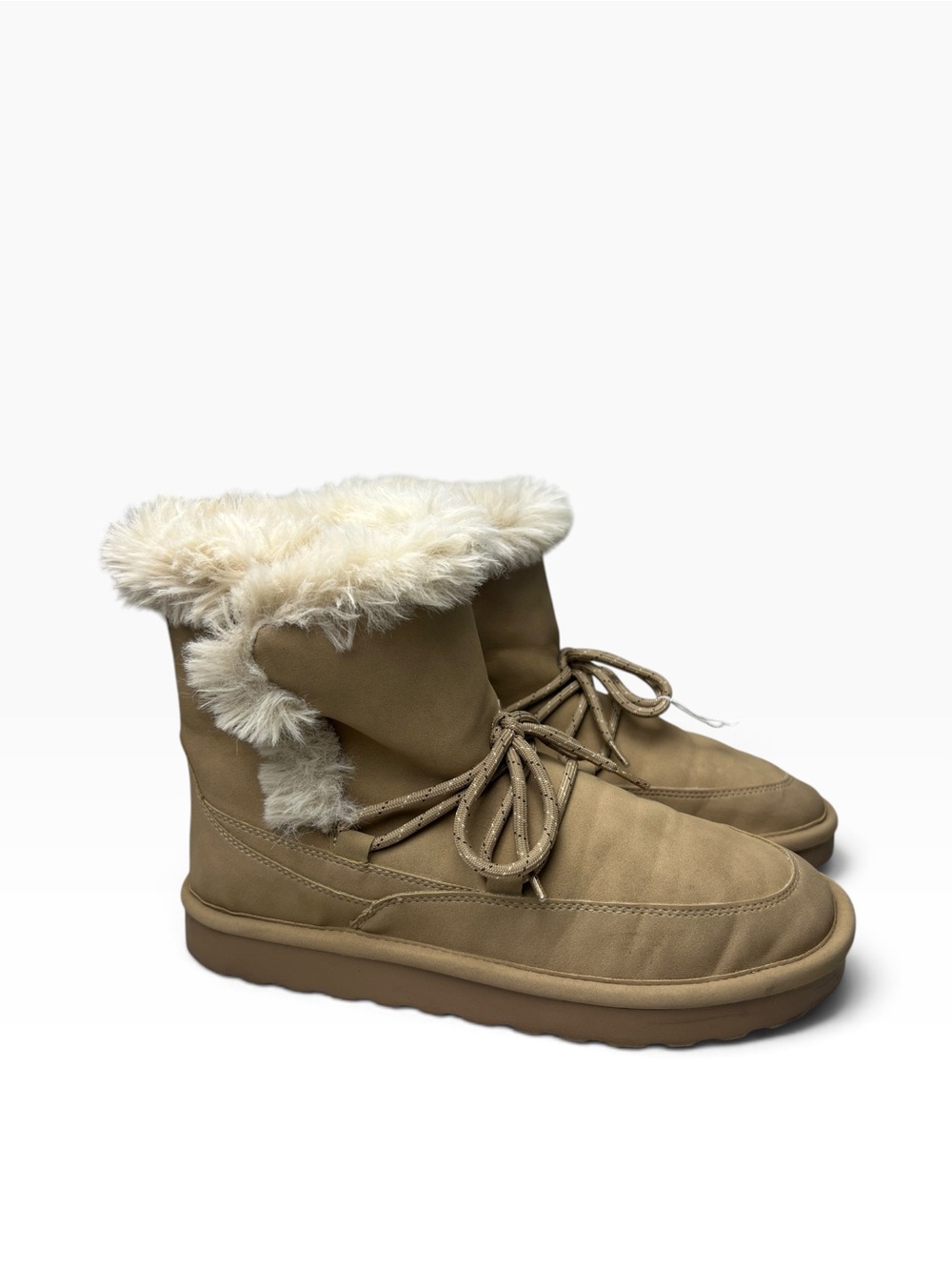 Zara Faux Fur Flat Ankle Boots Size 40 (Women’s 9) Booties